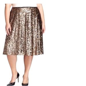Ava & Viv Sequence Skirt Gold Plus Size 3X Holiday Sparkle Metallic size 24